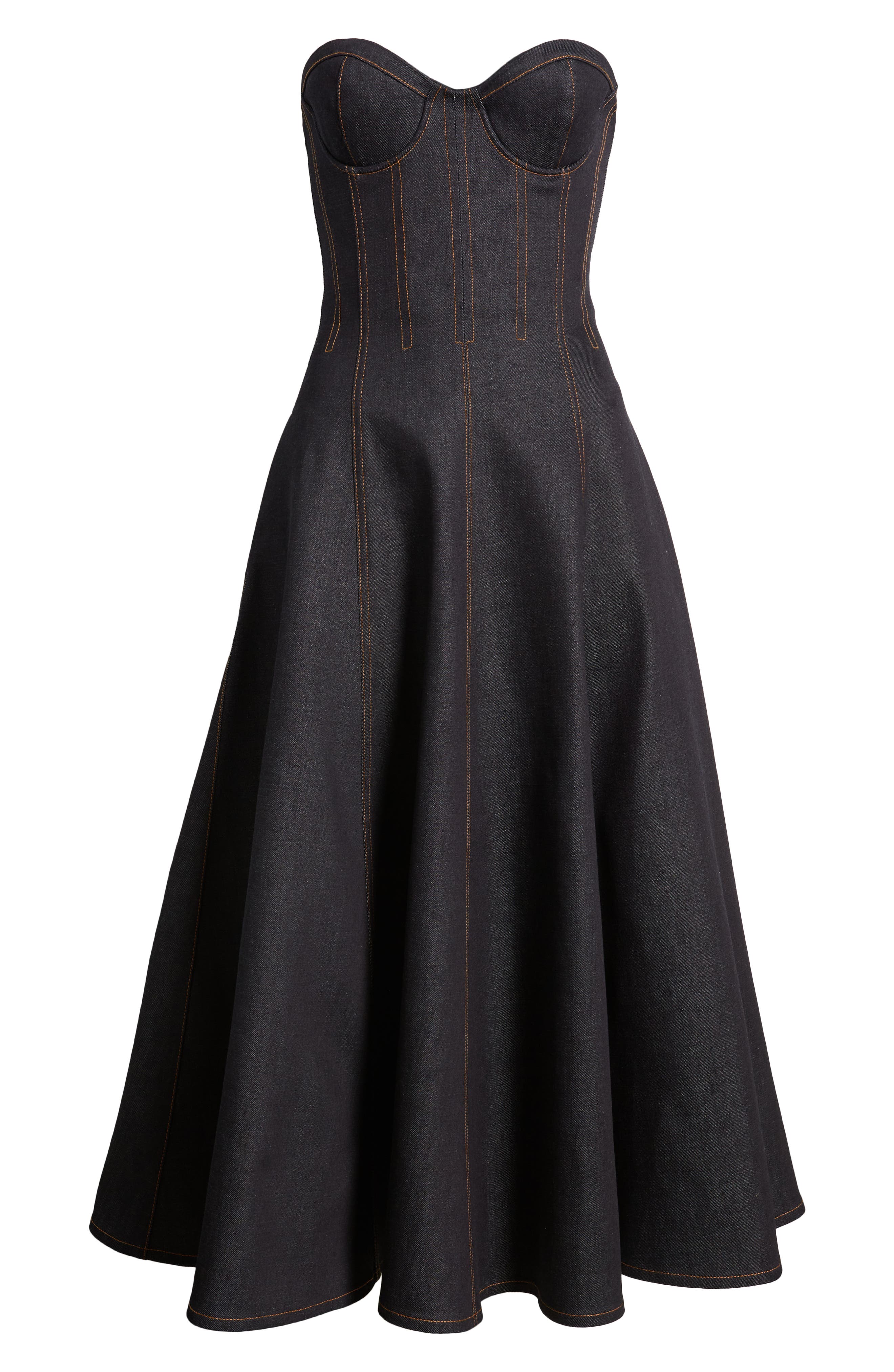 Reiss Rosa Strapless Corset Denim Dress in Blue | Smart Closet