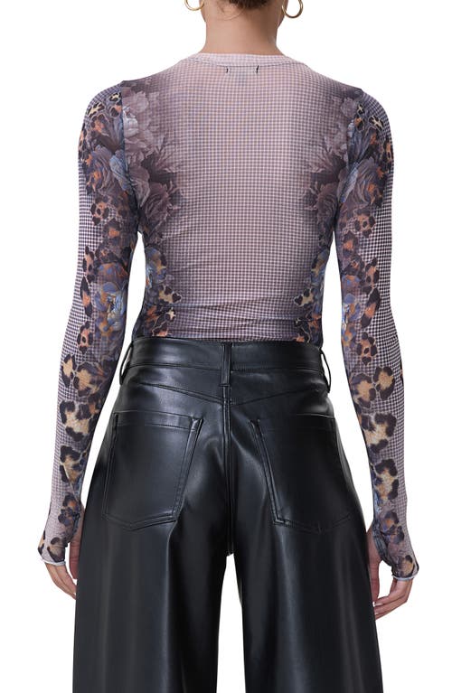 Afrm Kaylee Printed Mesh Top In Beige Leopard