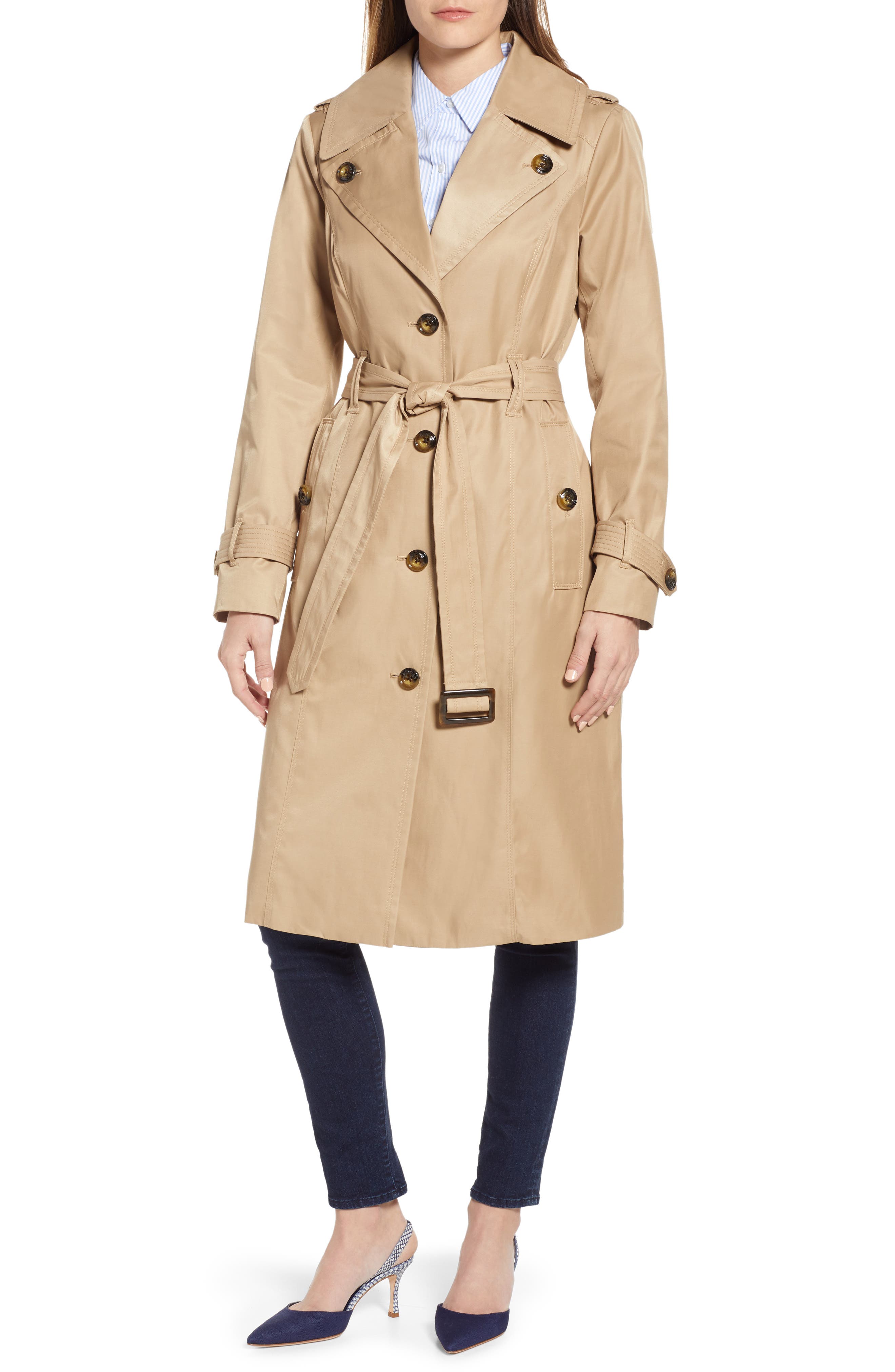 London Fog Water Repellent Trench Coat, Beige