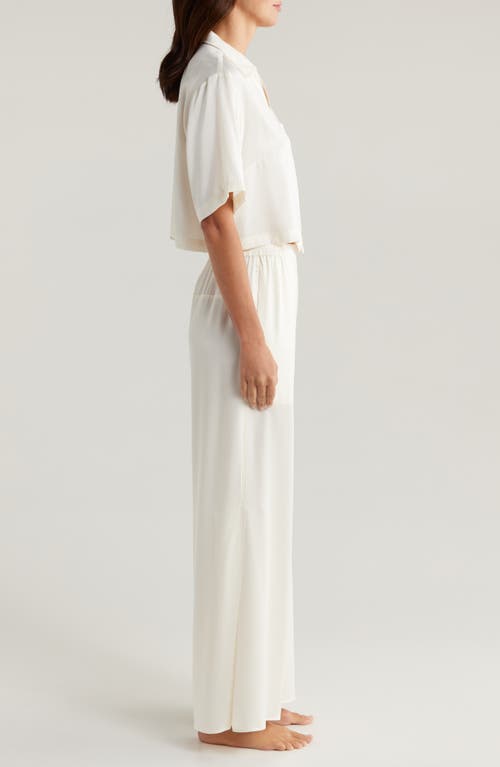 Shop Lunya High Waist Washable Silk Pajamas In Tranquil White