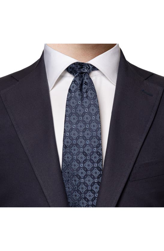 Shop Eton Geometric Medallion Silk Tie In Navy