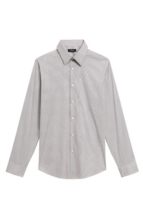 Shop Theory Sylvain Micropattern Stretch Cotton Blend Button-up Shirt In Black/white