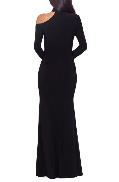 Shop Xscape Evenings Cutout Shoulder Long Sleeve Gown In Black/nude