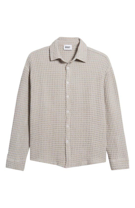 Shop Krost Linas Oversize Waffle Texture Cotton & Linen Button-up Shirt In Omphalodges