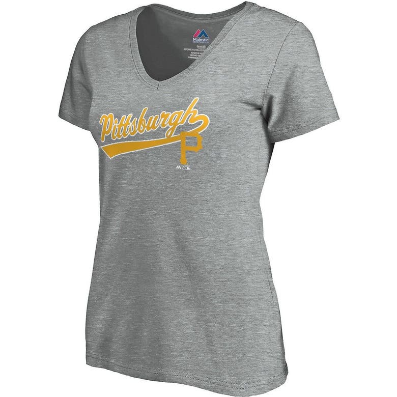 Pittsburgh Pirates Majestic Women's Gray Heathered Game Day Trainer Shirt