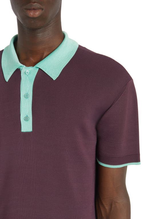 Shop Valentino Contrast Tipped Polo Sweater In Rubin/ice Mint