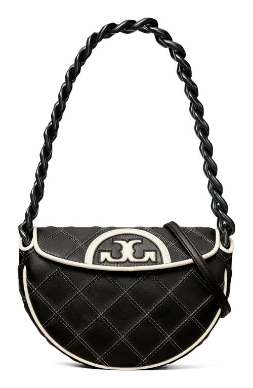 Tory Burch Mini Fleming Soft Crescent Shoulder Bag in Black at Nordstrom