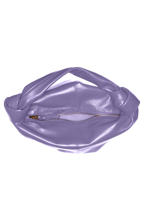 Shop Bottega Veneta Mini Leather Hobo In Lavender/silver