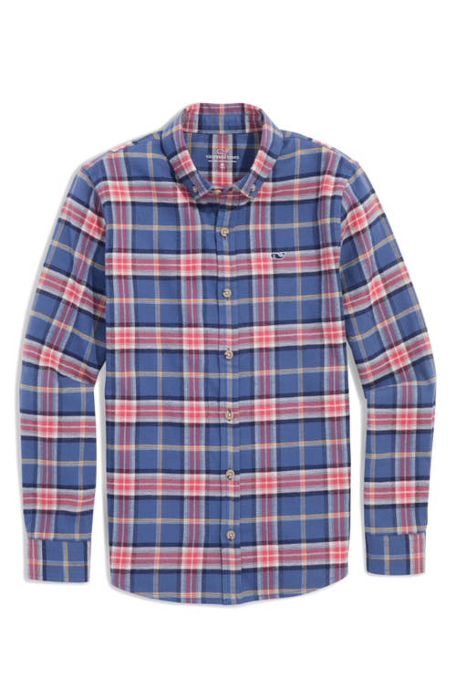 Shop Vineyard Vines Kids' Plaid Cotton Flannel Button-down Shirt In Moonshine Plaid