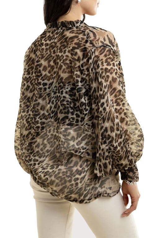 Saachi Leopard Print Balloon Sleeve Ruana In Black