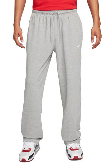 Shop Nike Club Fleece Open Hem Pants In Dk Grey Heather/white