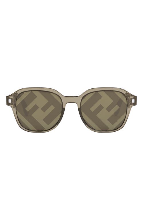 Fendi 52mm Square Sunglasses in Shiny Light Brown /Brown