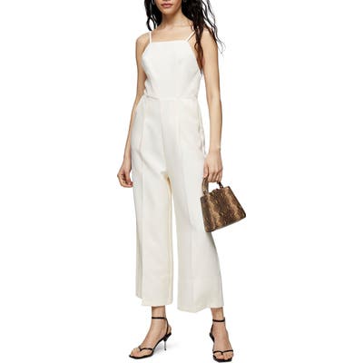 Topshop Strappy Back Wide Leg Jumpsuit, US (fits like 10-12) - Ivory