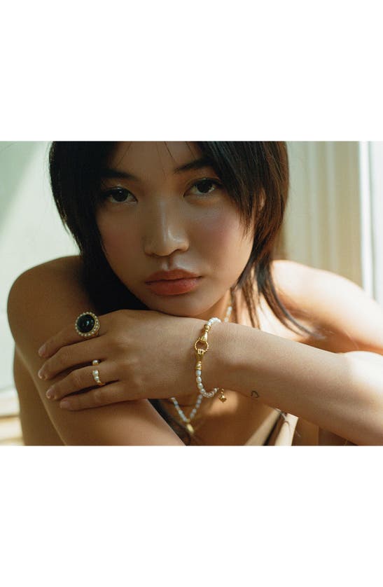 Shop Missoma X Harris Reed In Good Hands Pearl Bracelet In Gold