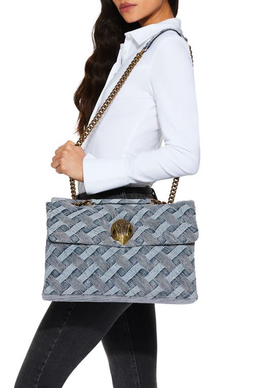 Shop Kurt Geiger London Kensington Woven Denim Bag In Navy