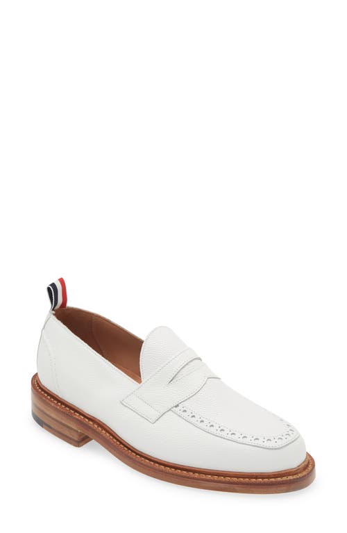 Thom Browne Brogued Leather Loafer White at Nordstrom,