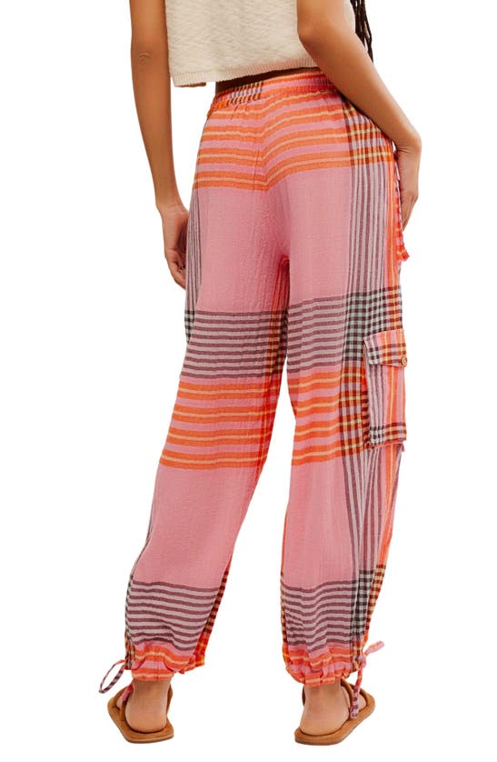 Shop Free People Crafted Plaid Cargo Pants In Pink Combo