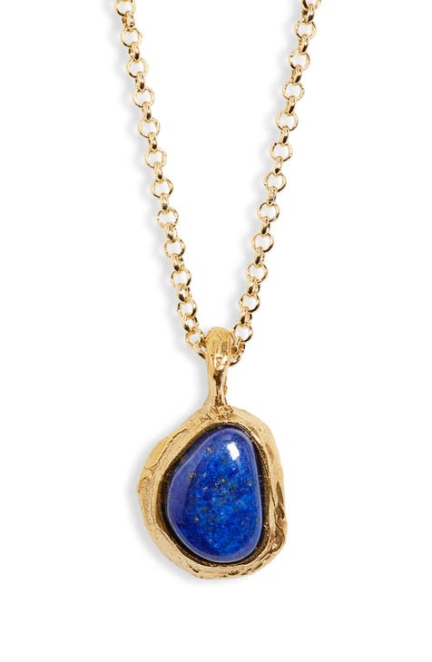 The Droplet of the Horizon Lapis Pendant Necklace