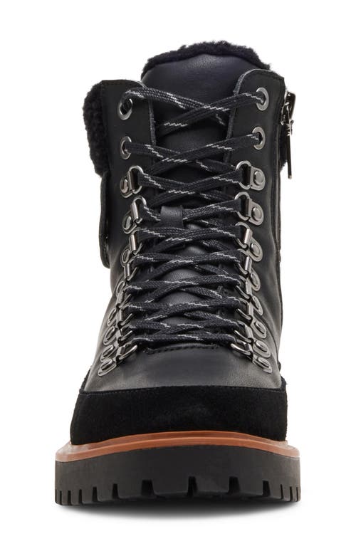 Blondo Natasia Faux Shearling Cuff Waterproof Boot In Black Leather/fabric