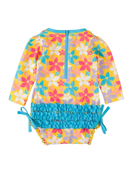 Shop Rufflebutts Toddler Girls Long Sleeve Upf50+ One Piece Rash Guard In Endless Summer Floral