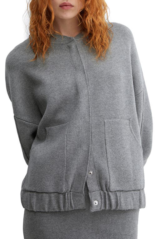 MANGO Seam Detail Knit Bomber Jacket in Dark Heather Grey at Nordstrom, Size Large