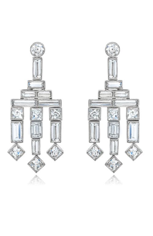 Frenchie Diamond Chandelier Earrings in Platinum
