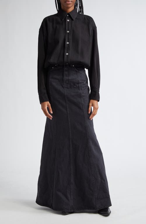 Shop Haikure Jos Long Sleeve Denim Maxi Shirtdress In Black Wash