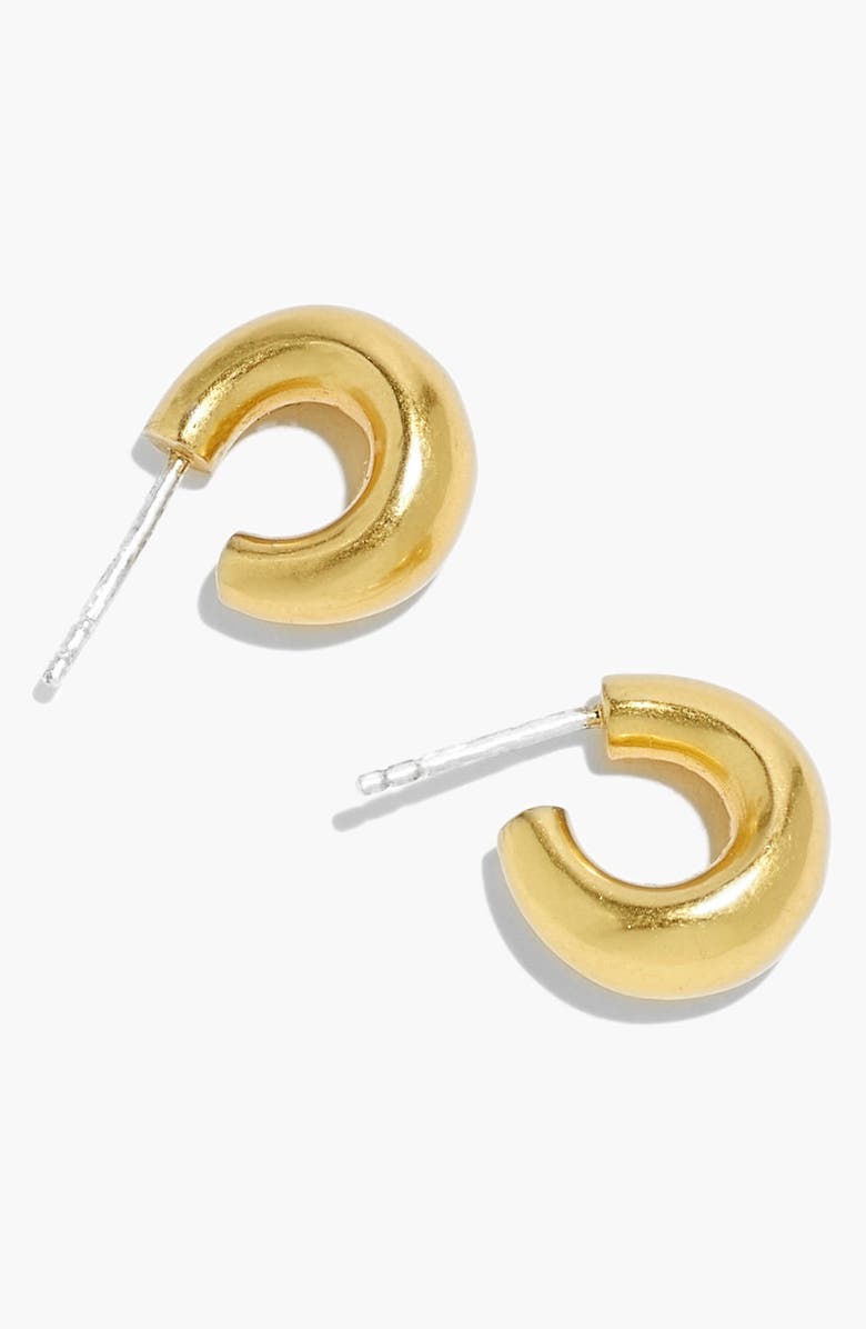 MADEWELL Chunky Huggie Hoop Earrings, Main, color, VINTAGE GOLD