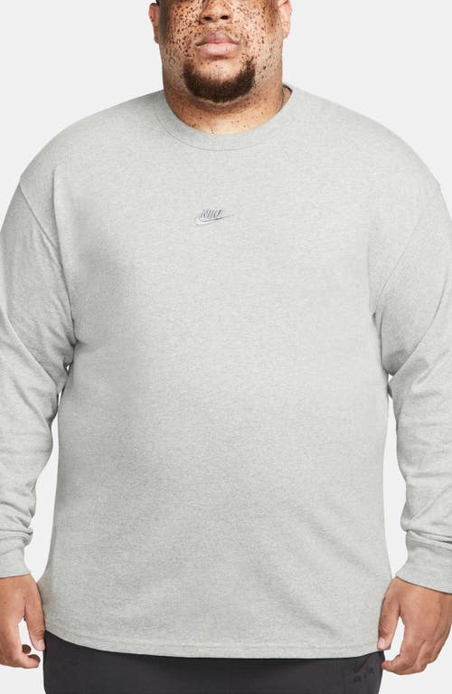 Shop Nike Sportswear Premium Essentials Long Sleeve T-shirt In Dark Grey Heather