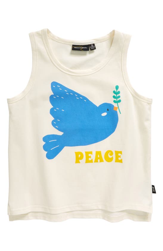 Shop Rock Your Baby Kids' Peace Dove Graphic Tank Top In Cream