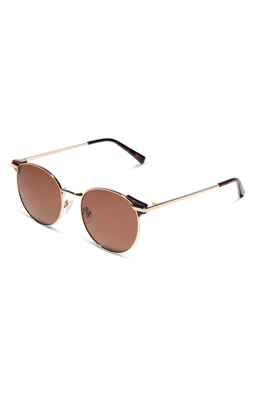 Shop Diff 53mm Logan Round Sunglasses In Gold/brown Lens
