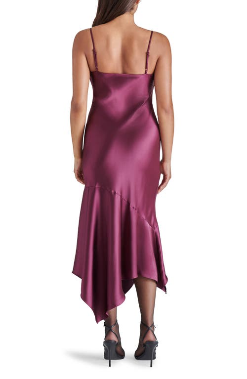 Shop Steve Madden Lucielle Handkerchief Hem Satin Slipdress In Wine