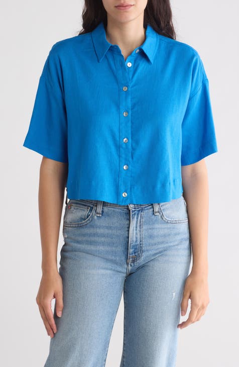 Boxy Cropped Button-Up Shirt