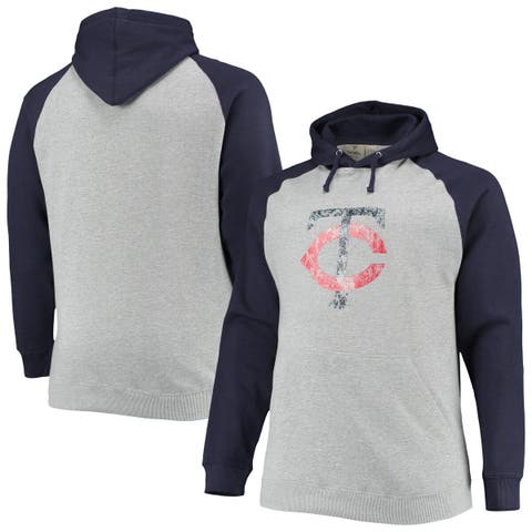 Minnesota Twins Antigua Women's Victory Raglan Sleeve Pullover Hoodie -  Heather Gray/Navy