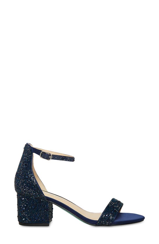 Shop Betsey Johnson Mari Crystal Ankle Strap Sandal In Navy