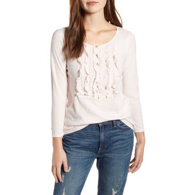 Lucky Brand Ruffle Bib Henley, Red
