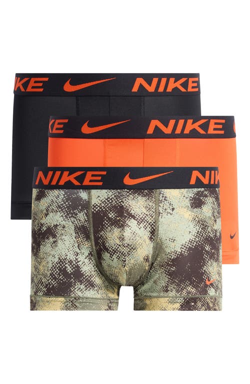 Shop Nike 3-pack Dri-fit Essential Micro Trunks In Cargo Camo/team Orange/black