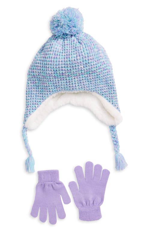 Shop Capelli New York Kids' Magic Fleece Lined Pompom Cap & Gloves Set In Cool Combo