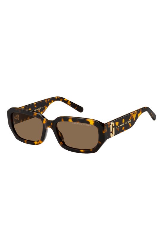 Shop Marc Jacobs 56mm Rectangular Sunglasses In Crystal Beige/ Brown