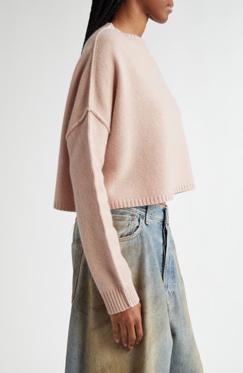 Shop Acne Studios Karat Cool Wool & Cashmere Crop Sweater In Dusty Pink