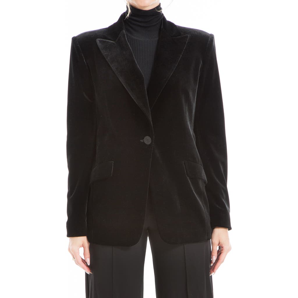 Max Studio Peak Lapel Velvet Blazer In Black