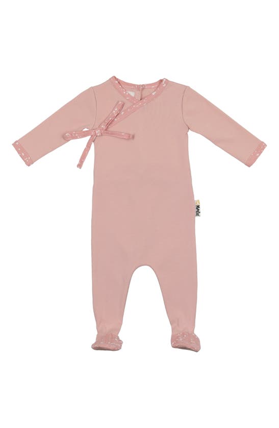 Shop Maniere Kids' Speckled Faux Wrap Footie In Pink