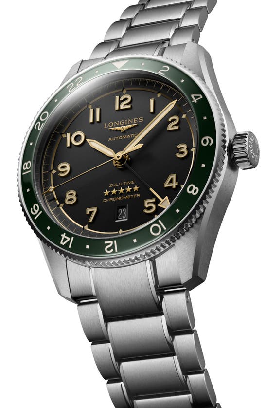 Shop Longines Spirit Zulu Bracelet Watch, 42mm In Green