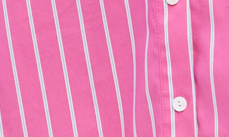 Shop Karen Kane Stripe Long Sleeve Cotton Blend Shirtdress In Fuchsia