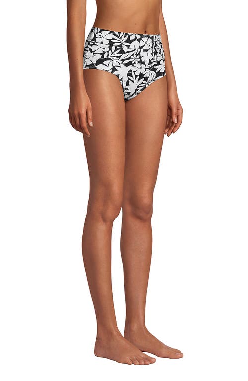 Shop Lands' End Tummy Control High Waisted Bikini Bottoms In Black Havana Floral