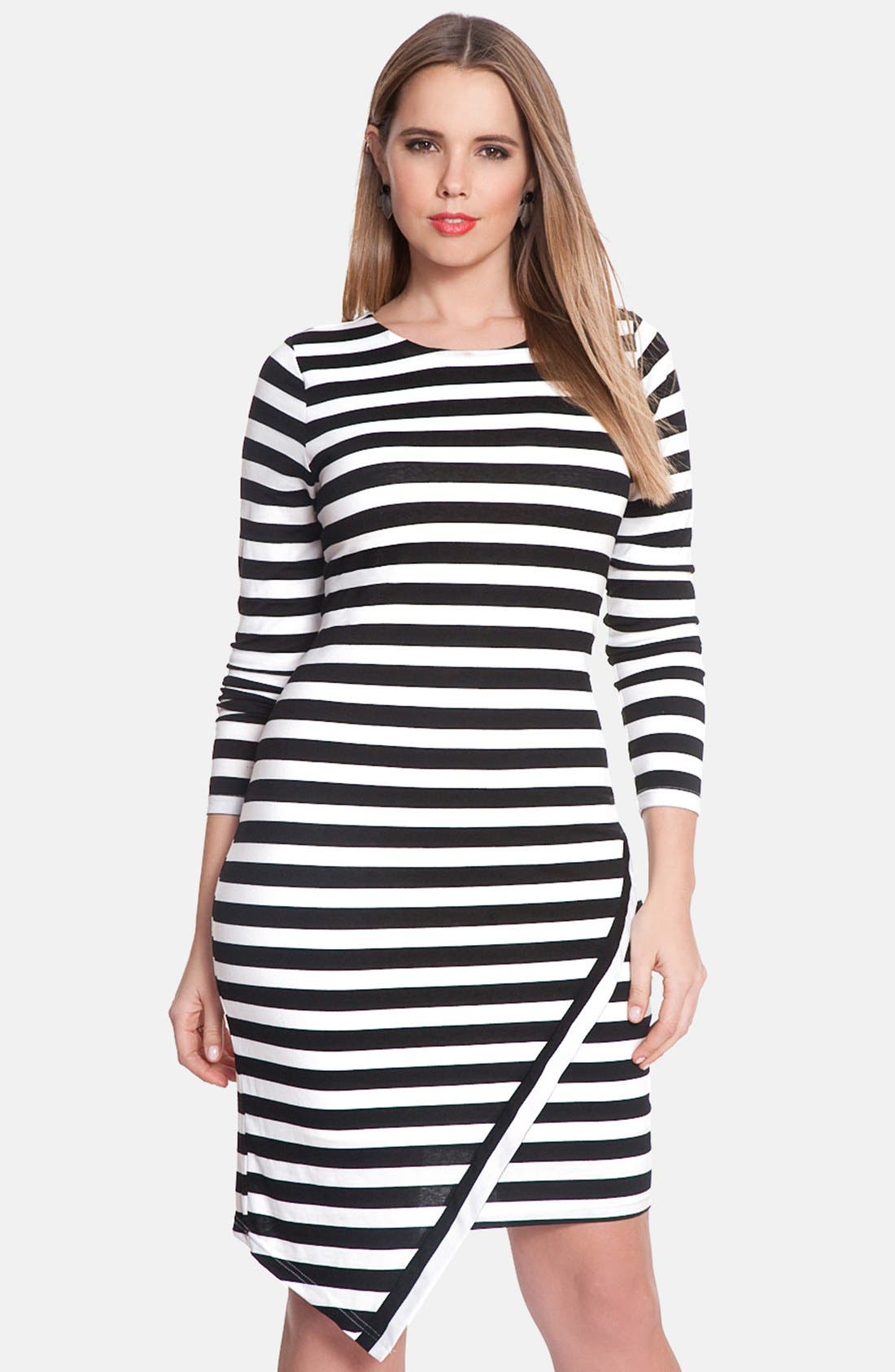 ELOQUII Stripe Asymmetrical Dress (Plus Size) Nordstrom