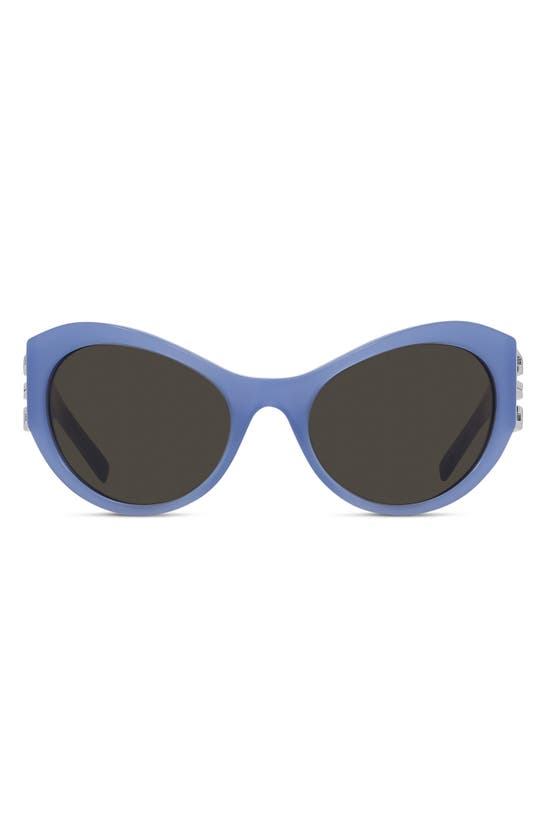 Shop Givenchy 4g 63mm Oversize Cat Eye Sunglasses In Shiny Blue / Brown