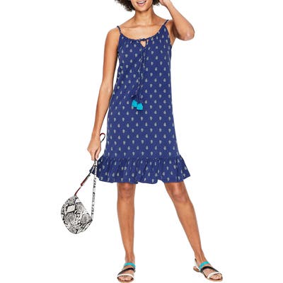 Boden Sophia Print Cotton Blend Jersey Minidress, Blue