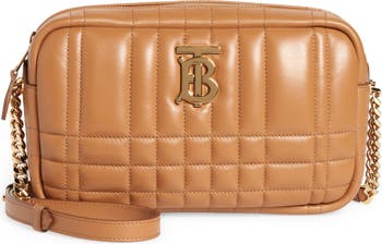 BURBERRY: Lola quilted leather bag with monogram - Orange