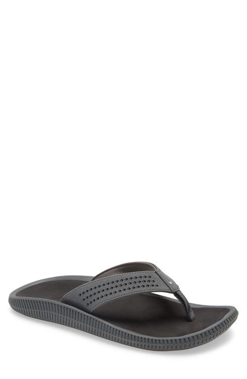 Shop Olukai Ulele Flip Flop In Dark Shadow/black